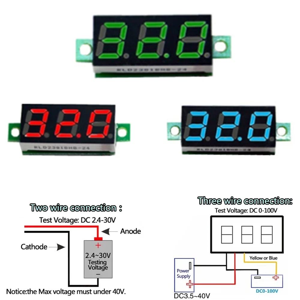0 28 Inch DC LED Digital Voltmeter 0 100V Voltage Meter Auto Car Mobile Power Voltage Tester Detector 12V Red Green Blue Yellow