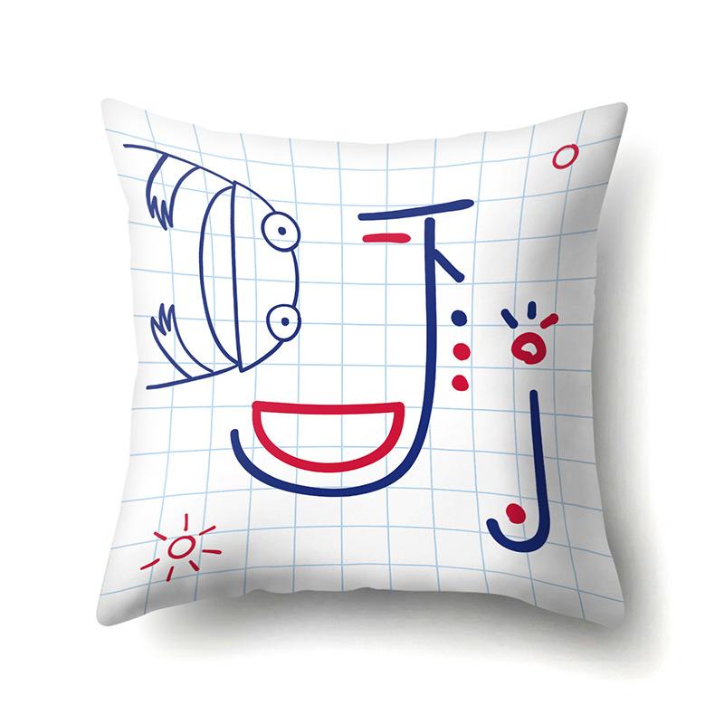 Polyester Pillow Case Decoration Home 26 English Letter Printing Pillow Case British Style Bedside Cushion Cover