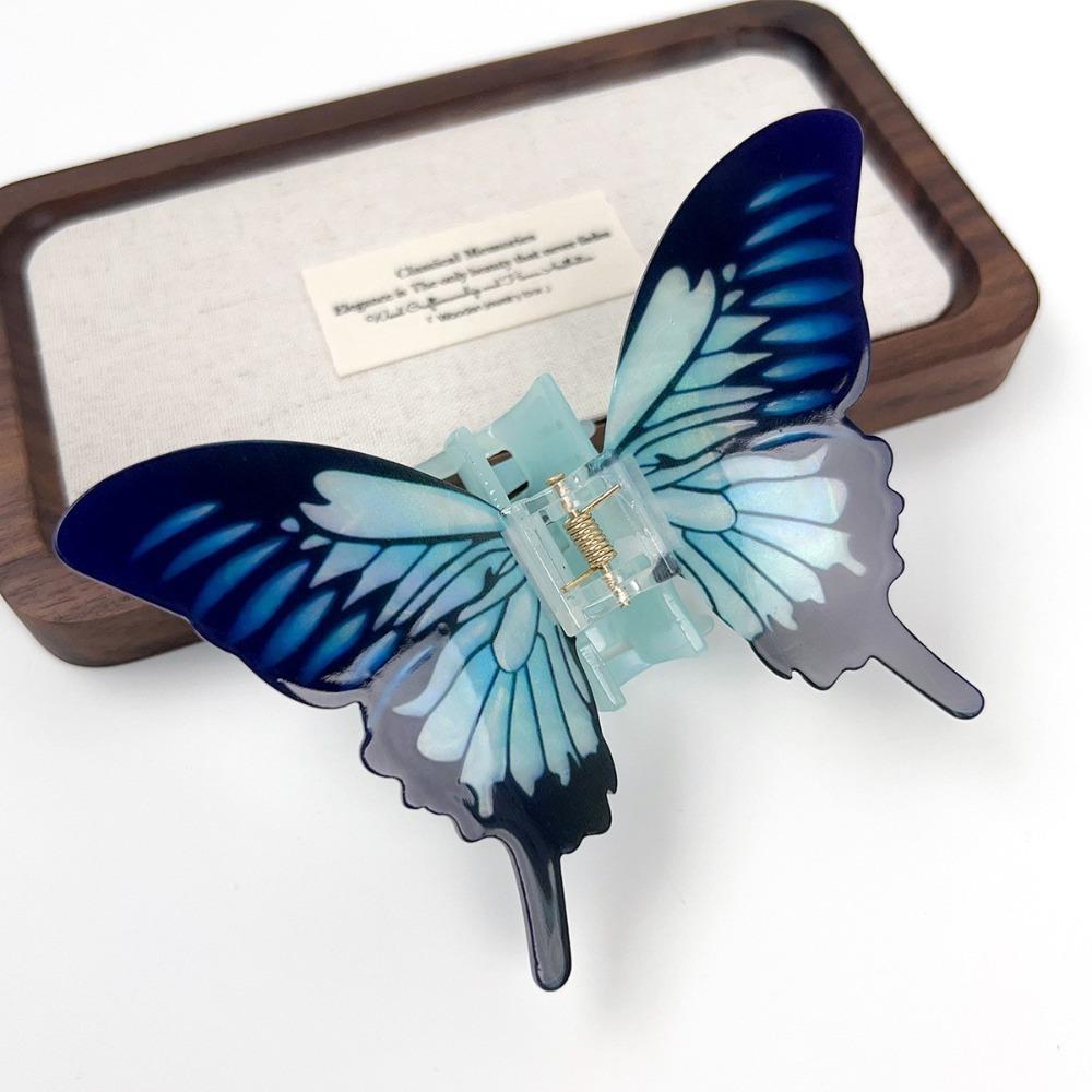 Barevně přechodová velká spona do vlasů, imitace motýla, barevná spona do culíku, elegantní drápek do vlasů