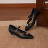 Krazing Pot Microfiber Square Toe Thick Med Heels Spring Summer Shoes Big Size 43 Metal flowers Women Shallow Pumps
