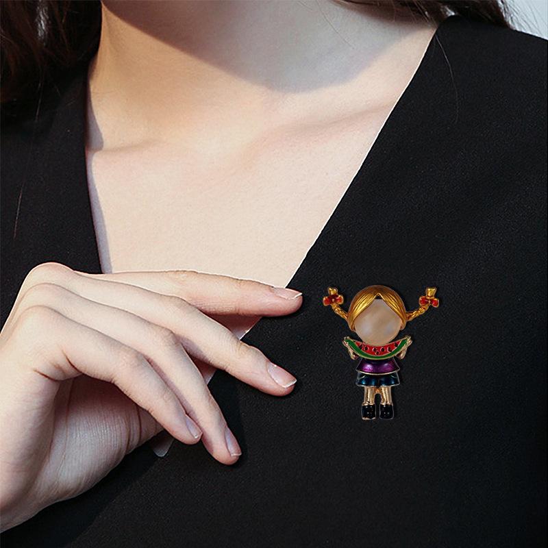 Opal Villain Personalized Brooch Creative Accessories Niche Design Pin Versatile Shirt Japanese and Korean Trend Jewelry