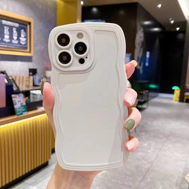 Wave Edge Solid Colo Phone Case For IPhone 16 15 14 Pro Max 13 12 11 Xr Xs 7 8 Plus SE2/SE3 TPU Soft Back Cover