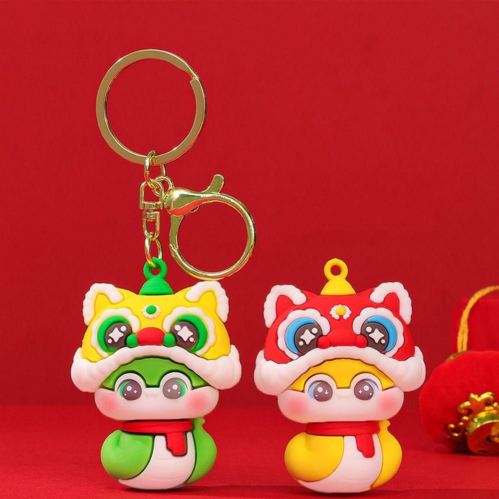 Cute Lucky Snake Key Ring Blessing Chinese New Year Pendant Creative Snake Year Keychain  Kids