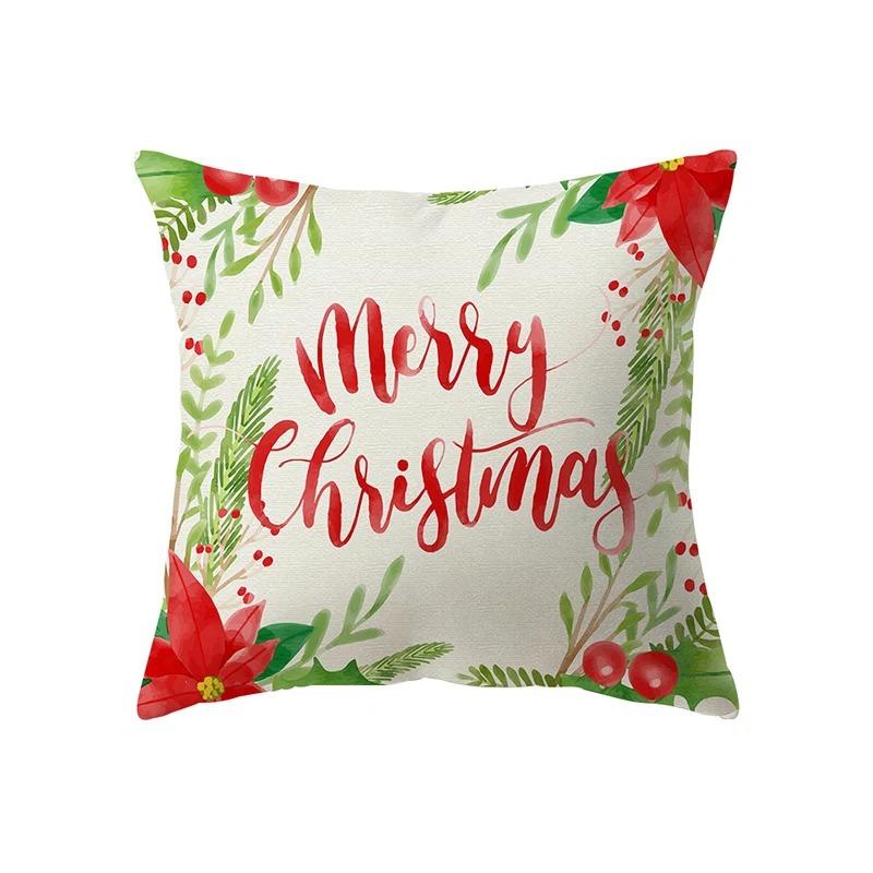 Christmas Theme Santa Claus Print Pattern Cushion Cover For Home Living Room Sofa Decoration Pillow Cover