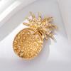 Women Brooch Dazzling Rhinestones Inlaid 3D Pineapple Design Brooch Suit Lapel Sweater
