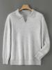Men's 100% Pure Wool Lapel Knit Sweater: Business Casual Pullover & Warm Base Layer Top