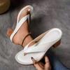 Summer Women's High Heel Shoes Designer Open Toe Flip Flops Fashion Pinch Toe Thick Heeled Sandals Women Slides Sandalias Mujer