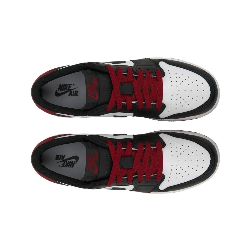 Baskets Air Jordan 1 Retro Low OG GS Black Toe Enfants Blanc Rouge Varsity CZ0858-106