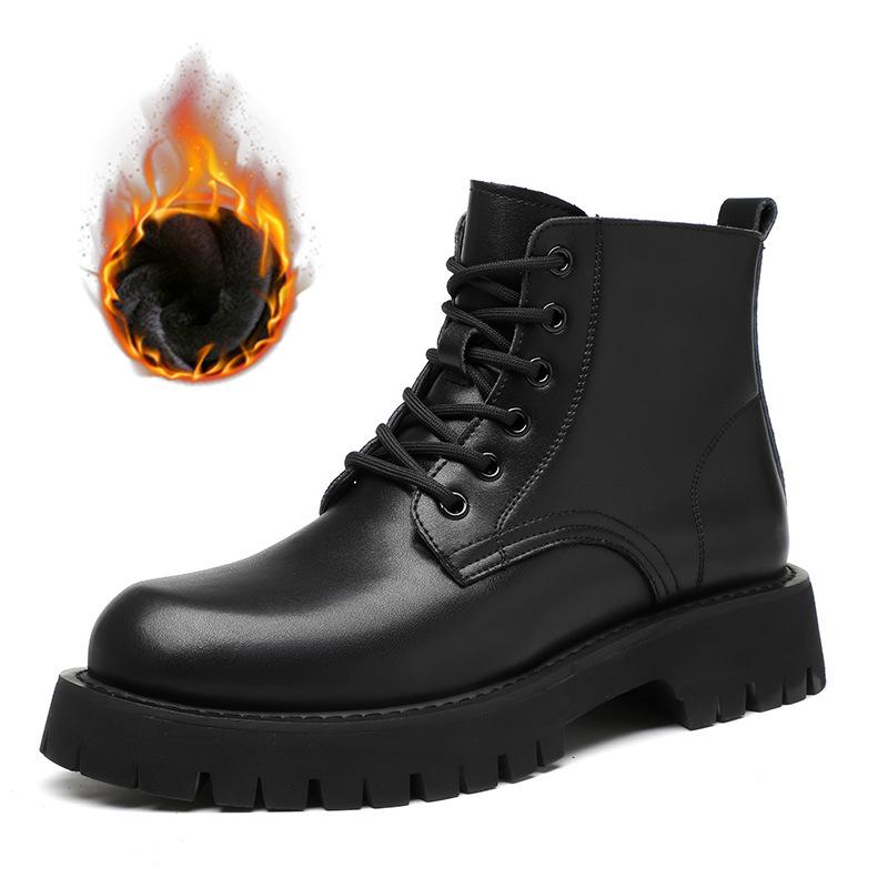 

Модные мужские повседневные ботинки на платформе, черные, из натуральной кожи, ковбойские ботинки на осень-зиму, деловые, офисные, на толстой подошве, botas hombre 270