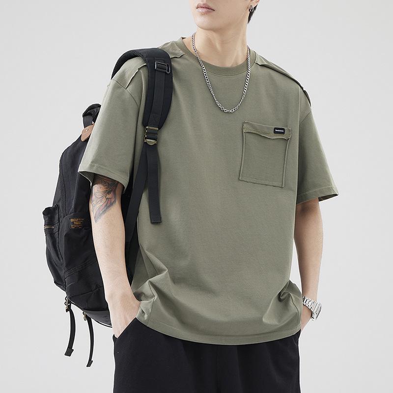 

Мужская летняя футболка в стиле ретро с карманом, пэчворк - Тяжелый хлопок XL