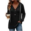 Women's Casual Long Sleeve Hooded V-Neck Loose Fit Top Color