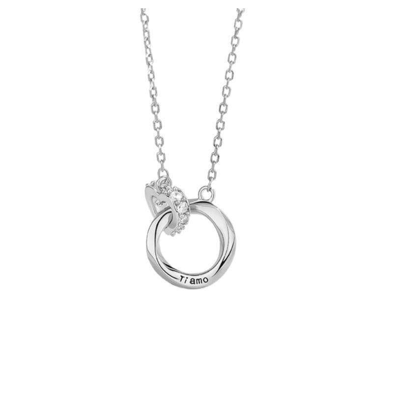 Mobius Heart Double Ring S925 Sterling Silver Necklace Cubic Zirconia Light 925 / option 1 золотой
