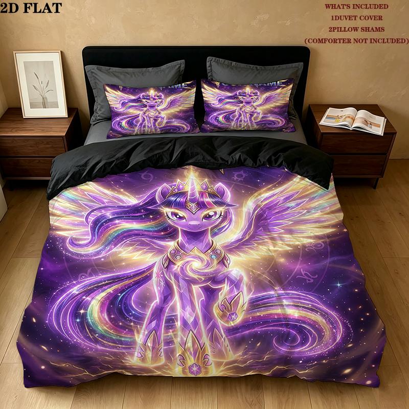 Custom Name,Twilight Sparkle Pattern Bedding Home Decoration Birthday Gift ( 1 Duvet Cover + 2 Pillowcase, Without Core),fan Merchandise.