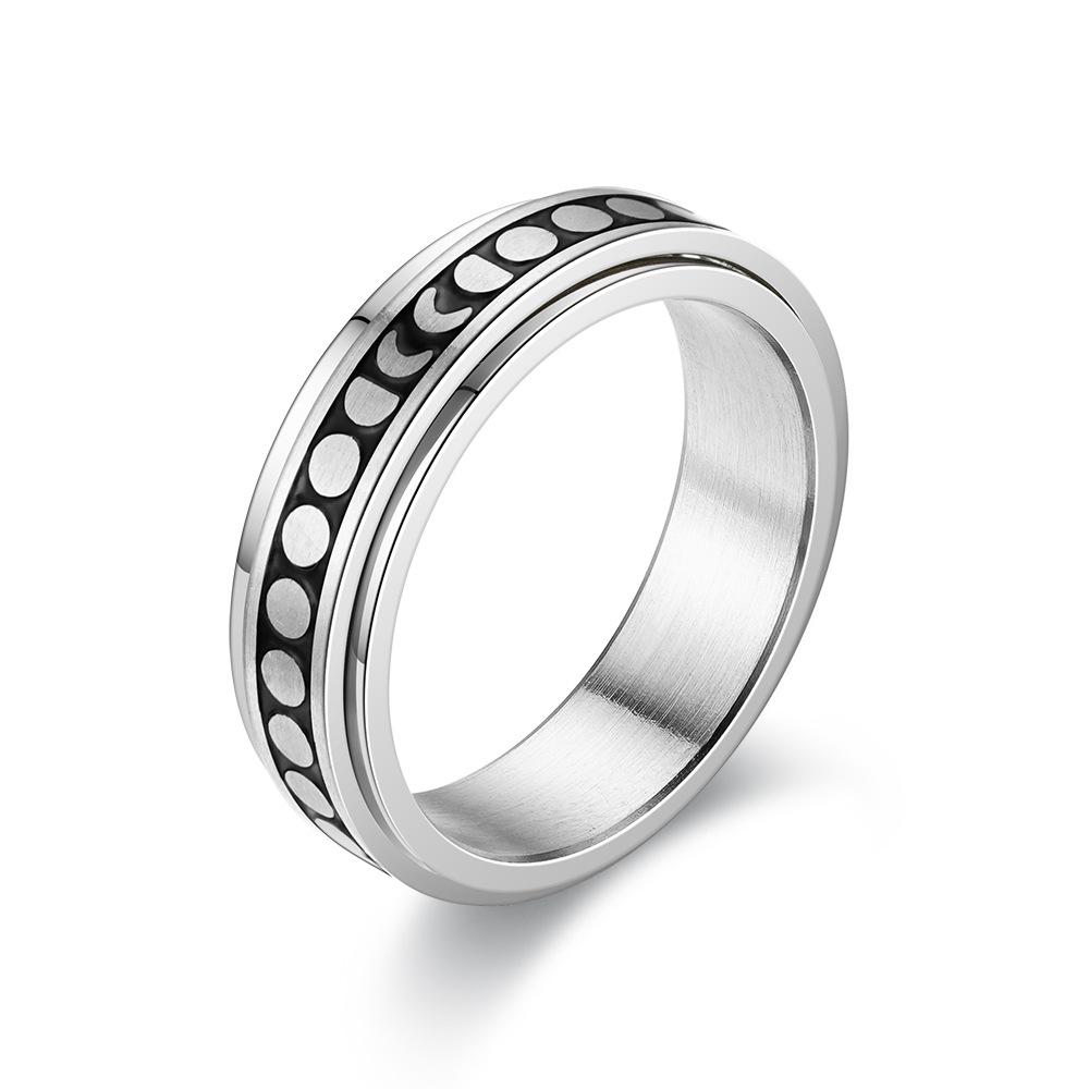 

Европейско-американский набор вращающихся парных колец из титановой стали с луной и звездой Size 8