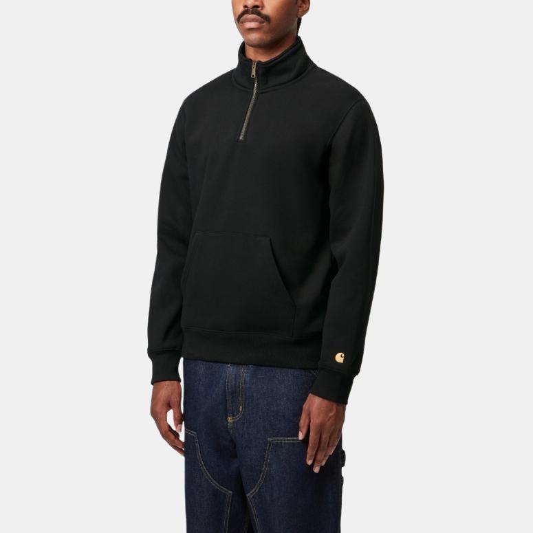 Carhartt WIP SS24 Chase Neck Zip Sweatshirt With Half-Zip Chest Pocket Men Sweatshirt Black I033665-00F-XX