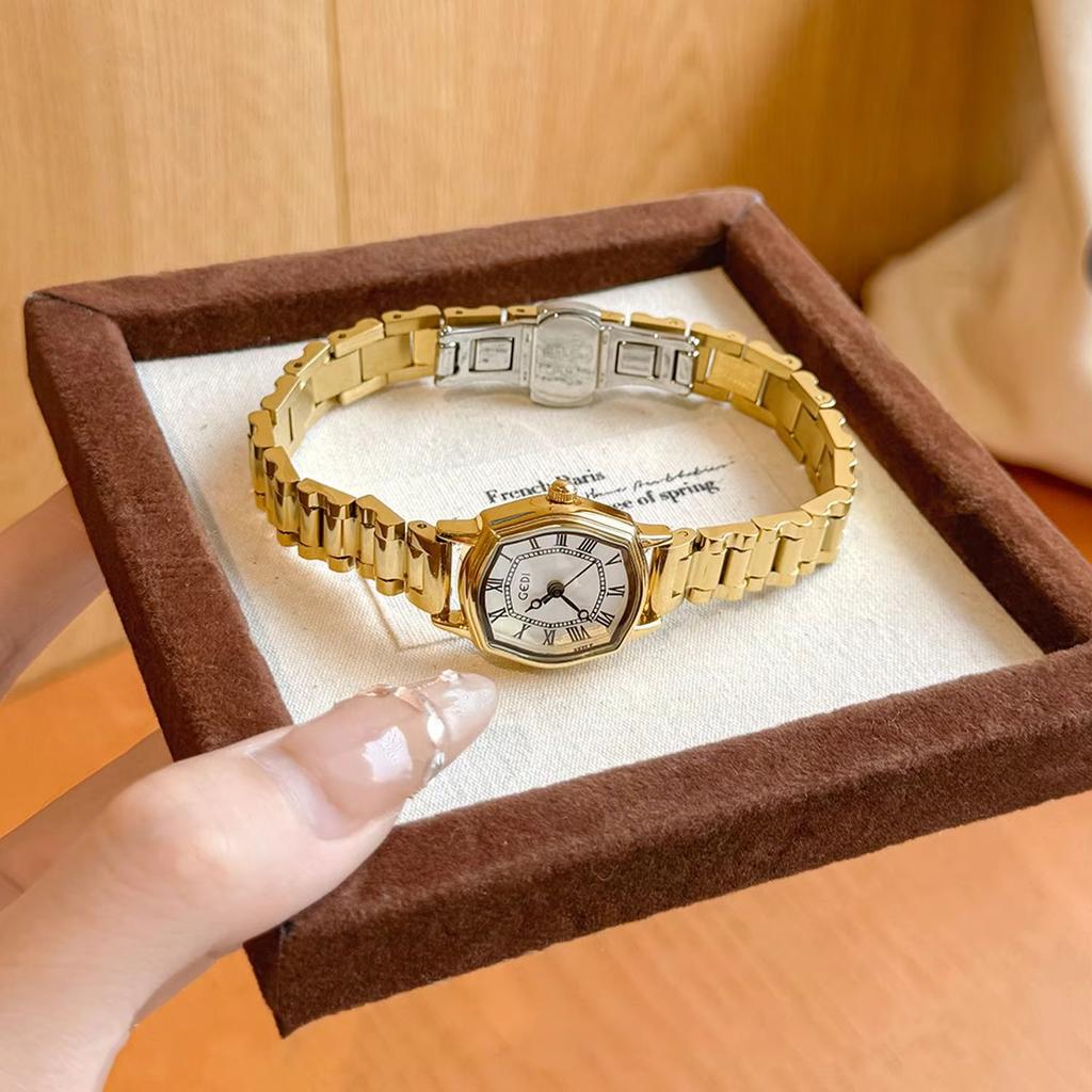 Women's Original Luxury Brands Women's Watch, Wine Barrel Shaped Dial, Retro Roman Elegant Steel Strap Quartz Women's Watches
