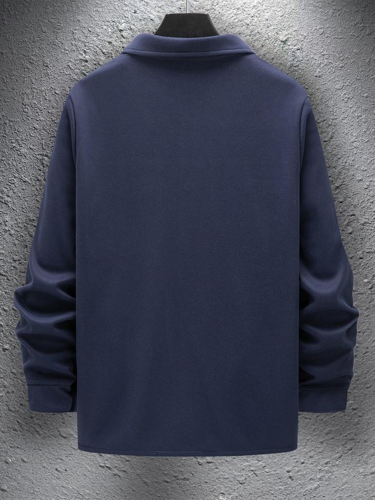 2024 Men's Casual Solid Color Single-Breasted Long-Sleeved Jacket - European & American Style.