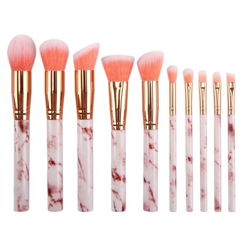New 10 Makeup Brush Set Full Marble Beauty Tool Set Brush Blush Eyeshadow Brush