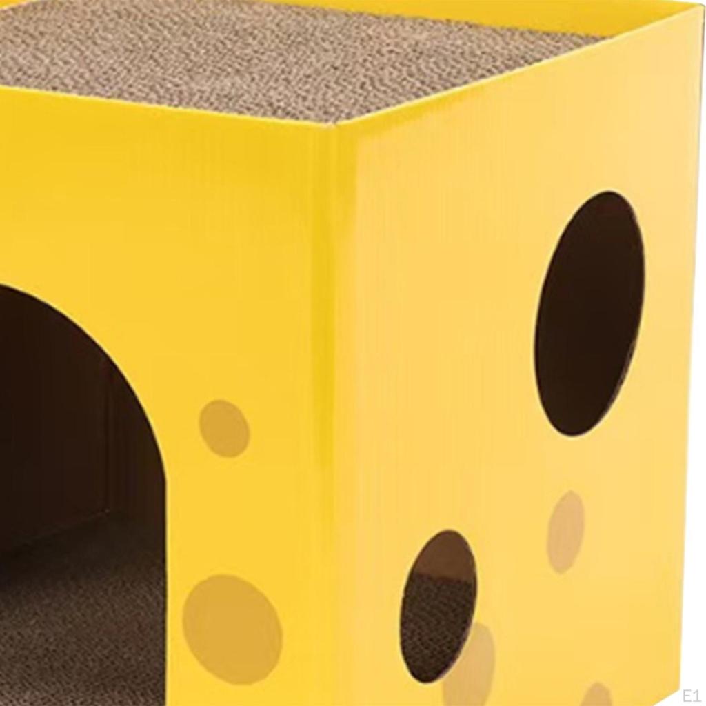 Cardboard Cat Hideaway with Scratching Pad for Small Pets