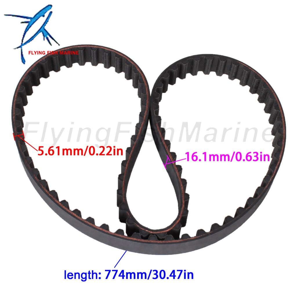 Outboard Motor 65W-46241-00 18-15135 Timing Belt for Yamaha 4-Stroke F25 F30 F40 / 57-8M0151040 831294 8M0065179 for Mercury