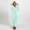 Dames Pluche Romper Herfst Winter Flanellen Pyjama Lange Mouw Rits Hoge Hals Muts Warmhouden Meisjeskleding Nachtkleding Loungewear