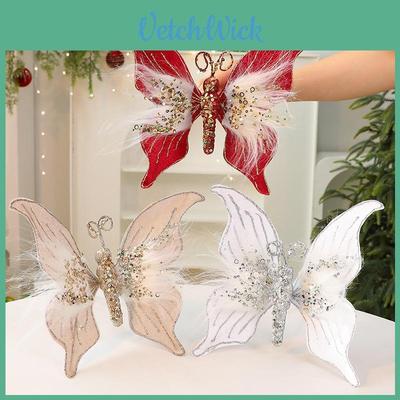 Weihnachtsdeko Schmetterling mit Plüschstoff zur Dekoration der Festtagsszene