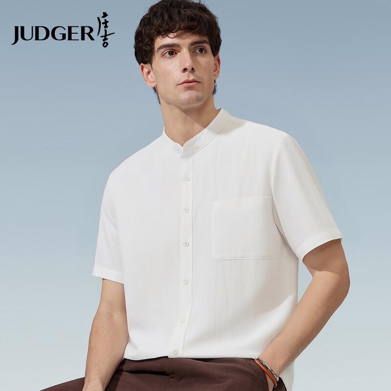Judger Men s Cotton-Linen Blend Stand Collar Short Sleeve Shirt 44