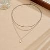 Gold Plated Triple Layered Vertical Bar Pendant Necklace