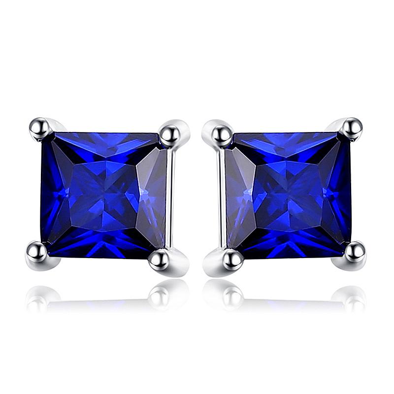 JewelryPalace Square Genuine Blue Topaz Amethyst Citrine Garnet Created Sapphire Ruby Emerald 925 Sterling Silver Stud Earrings