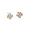 Korean Style Four-Leaf Clover Zircon Stud Earrings in S925 Sterling Silver & 18K Gold