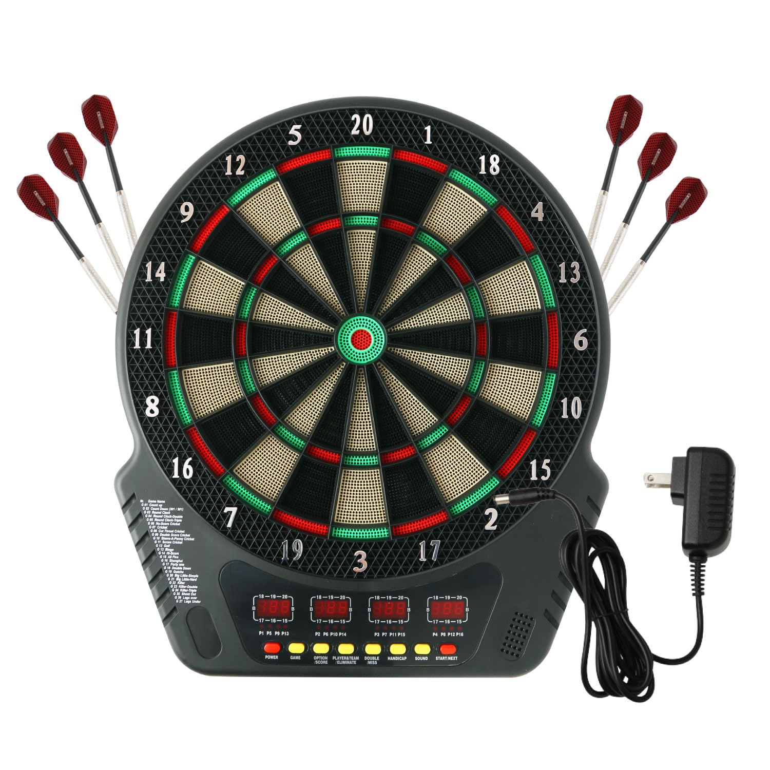 

Moleon Dart Board Set Certified Adapter Soft Darts Electronic Darts [Battery Operated/PSE Included] (Flights/Shafts/Tips/Barrels Included) [Wall