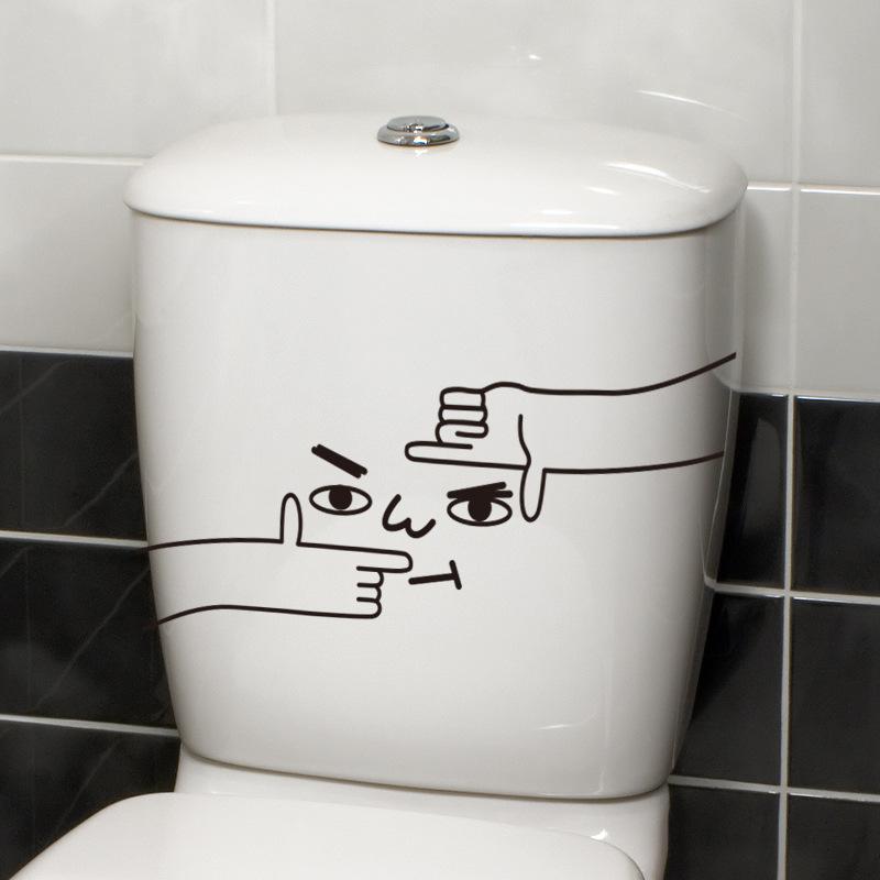 Lustige Toilettenaufkleber, schwarz-weiß, für Badezimmer, Sitz, Tank, Wand, wasserdichtes Vinyl