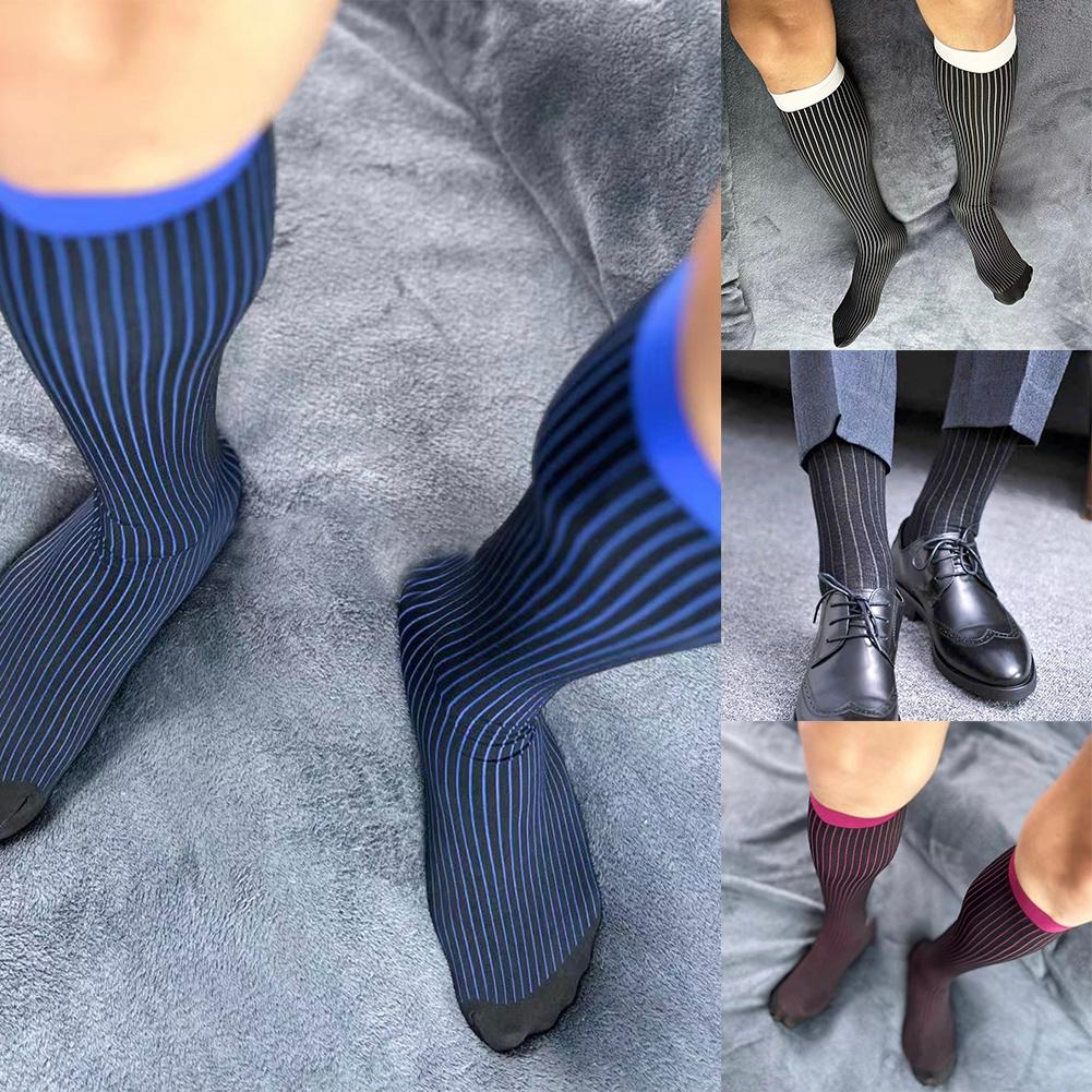 Meias Listradas 1 Par Respirável Meias Empresariais Casuais