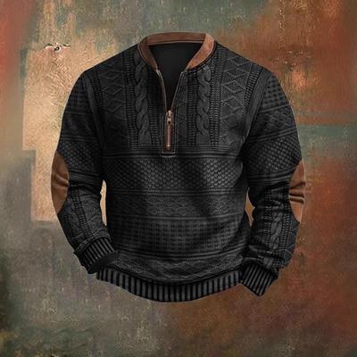 2025 Trendy European/American Style Autumn/Winter Half-Zip Striped Hoodie