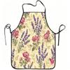 1pc Lavender & Pink Rose Vintage Floral Apron with Adjustable Waistband - Durable Easy-Clean Polyester Suitable for Kitchen Cooking, Gardening, Orchar
