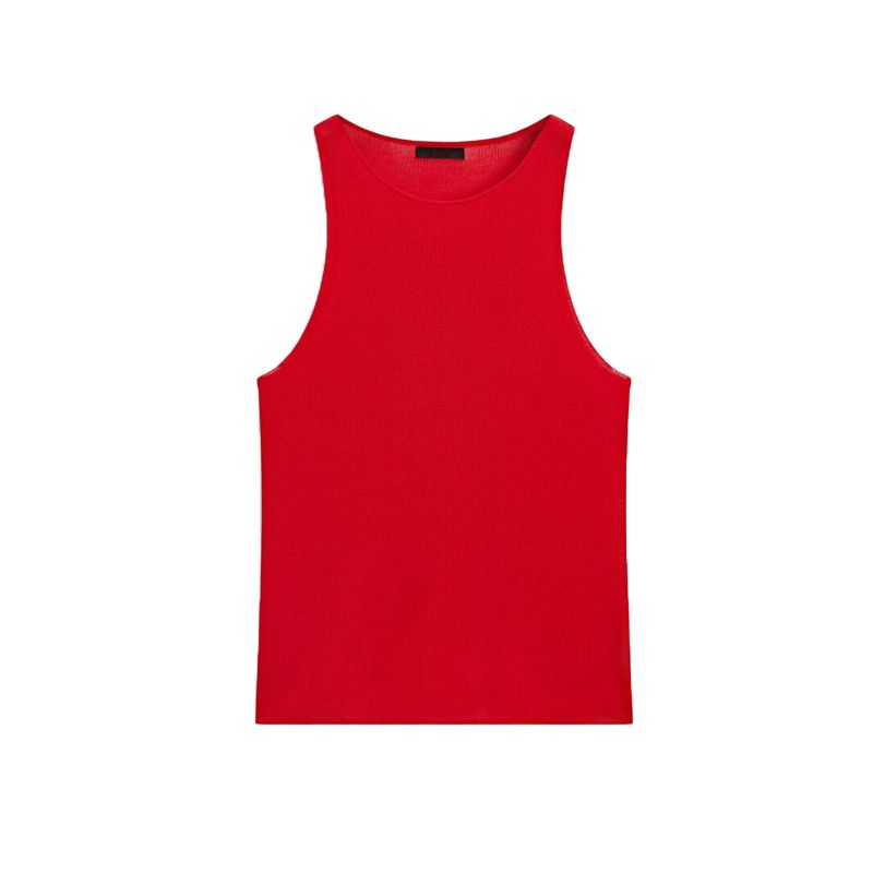 

MD Early Autumn New Women s Clothing Dopamine Red High Waist Skirt 5205529 Knitting Vest Jacket 5707529 Red Tops L