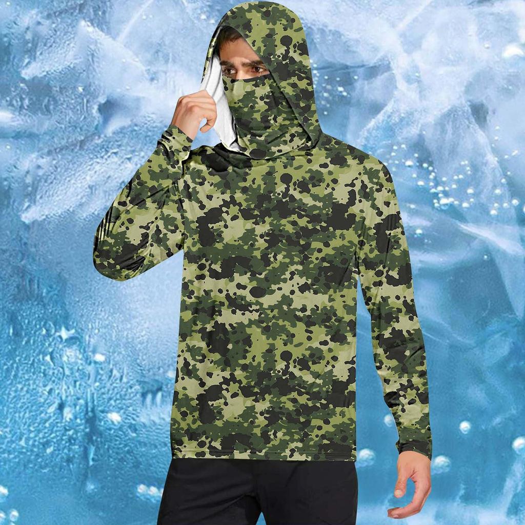 Herrskjorta med mask Lätt långärmad huva Vandring Fiske Prestanda