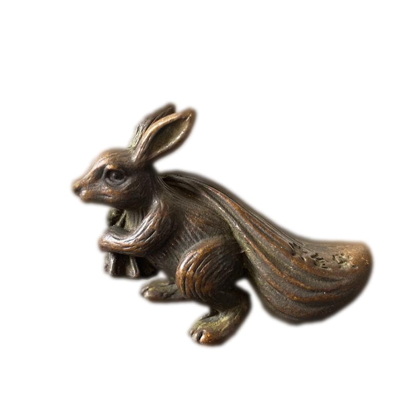 

[Nekogamiyama] Rabbit Carrying a Bag Paperweight, Copper Craft, Ornament, Vintage Retro Decor
