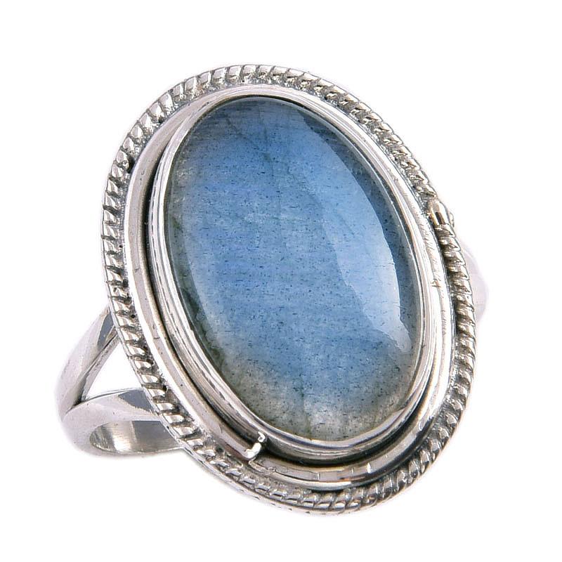 Natural Labradorite Gemstone 925 Solid Sterling Silver Jewelry Ring S.8.5 S7J59