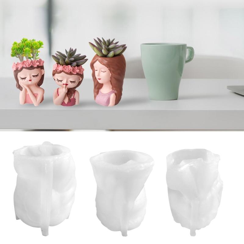 Mucegai pentru ghiveci din silicon pentru fetiță, pentru ghiveci pentru flori suculente, pentru ghiveci, din lut, din ciment, pentru ghiveci, pentru grădină, pentru casă.