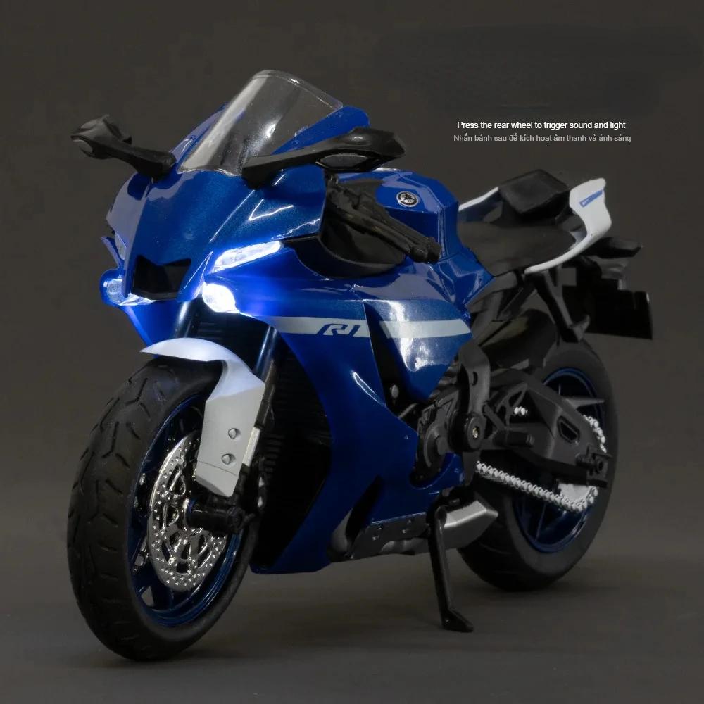 1/12 YAMAHA R1 Motorcycle Alloy Car Toys Metal Diecasts Motorcycles Model with Light and Sound Vehicle for Children Gifts M33