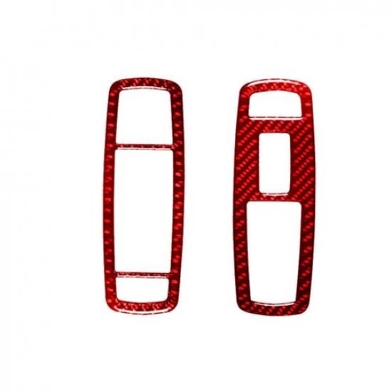 Red Carbon Fiber Front Door Door Control Cover Trim For Dodge Durango 2014-