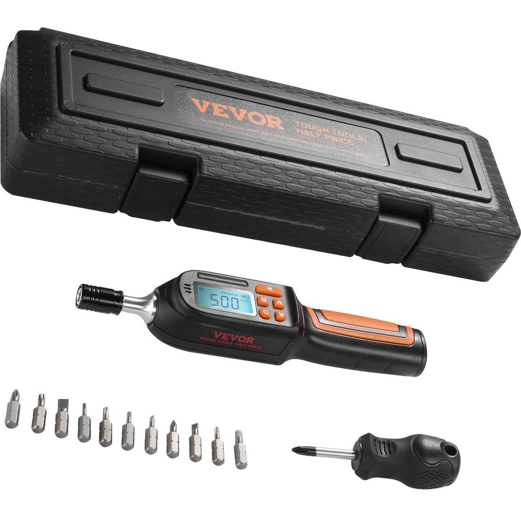 VEVOR Digital Torque Screwdriver, 0.64 cm Drive Screwdriver Torque Wrench, Electrician Torque Screwdriver with LCD, 0.30-7.98 N·m Torque Range