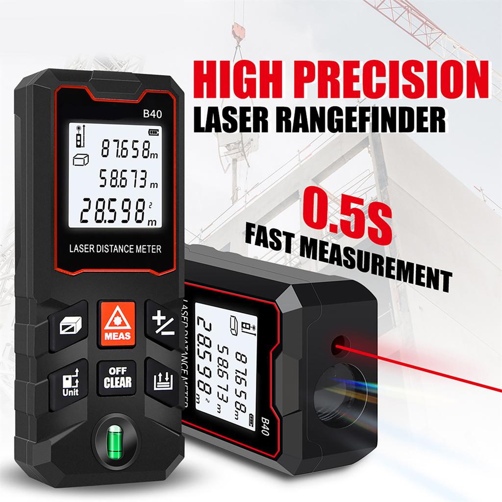 40m Msure LCD Digital Distance Meter with Bubble Range Finder Distance/ Ar/ Volume/ Pythagorn Msuring Tool Unit ing