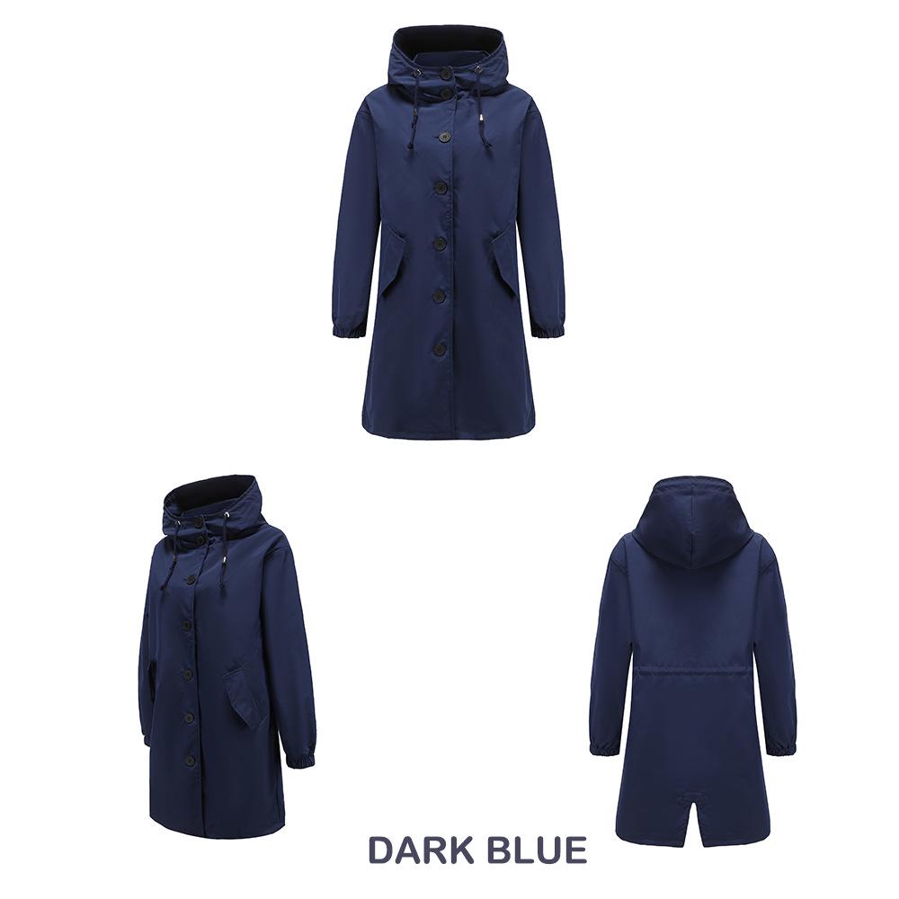 Damen Übergröße Wasserdichter Windbreaker mit Kapuze - Lässiger lockerer langer Mantel für Herbst/Winter