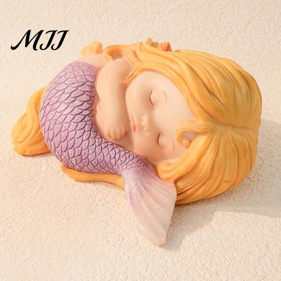 Mermaid Ornaments for Desktop Sleeping Figurine, Resin Cute Statue, Mini Ornament Desktop, Lovely Collectibles Car Interior, Fish Tank Micro Landscape