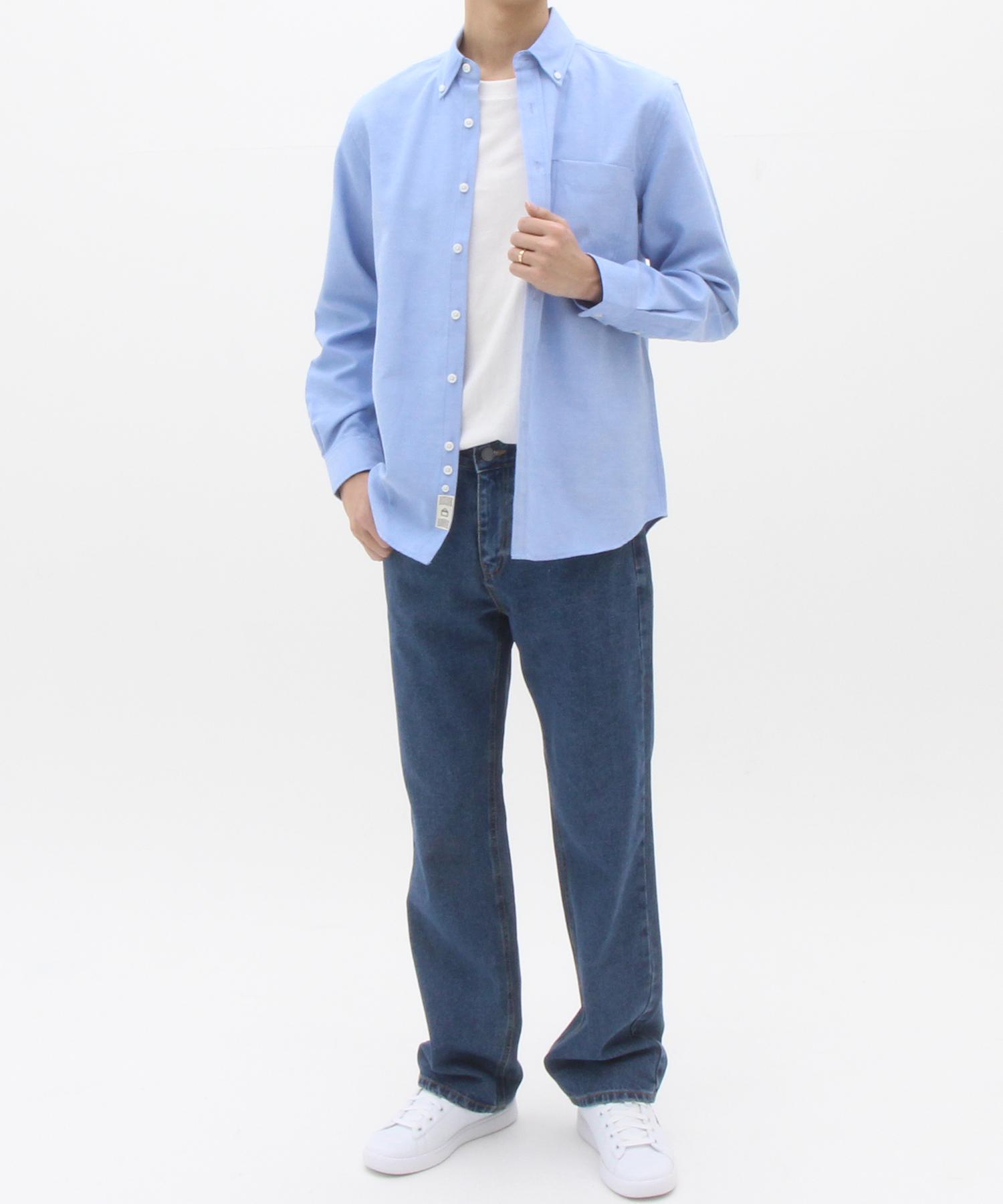 The Shirt Studio Blue Loose Fit Cotton Blend Oxford Button-Down Shirt 100