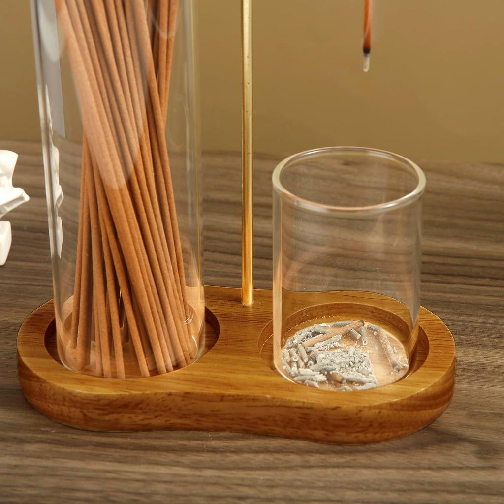 Figure-8 Glass Cup Incense Holder: Anti-Ash Meditation & Yoga Decor