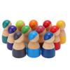 12Pcs Wooden Peg People Figures Set Colorful Peg Doll Toy for Kids Toddlers Family