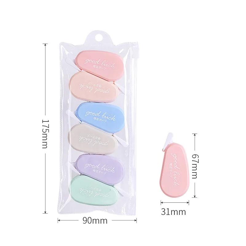 6Pcs/Kit Correction Tape One Tone Translucent Corrector Kids Student Altered Tape School Office Supplies